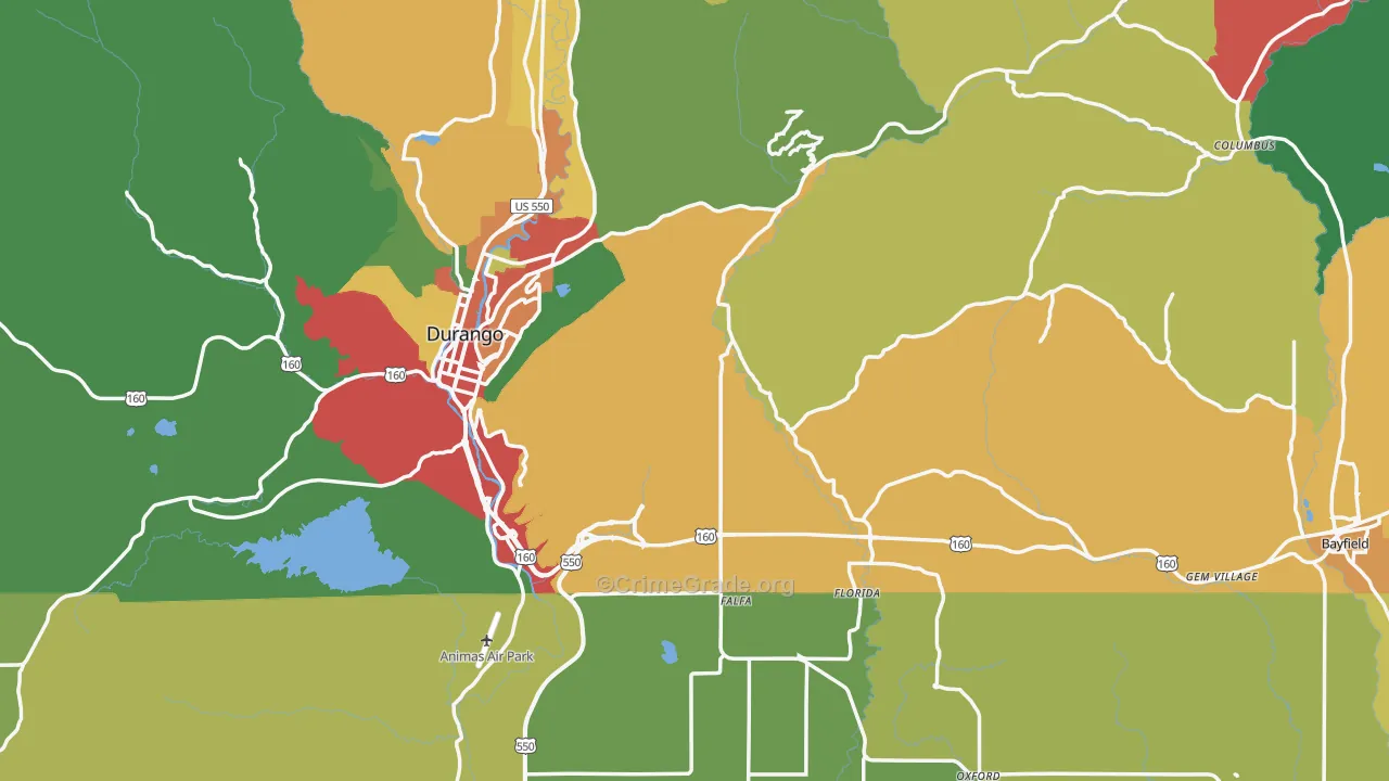 La Plata County, CO Map of Theft Rates