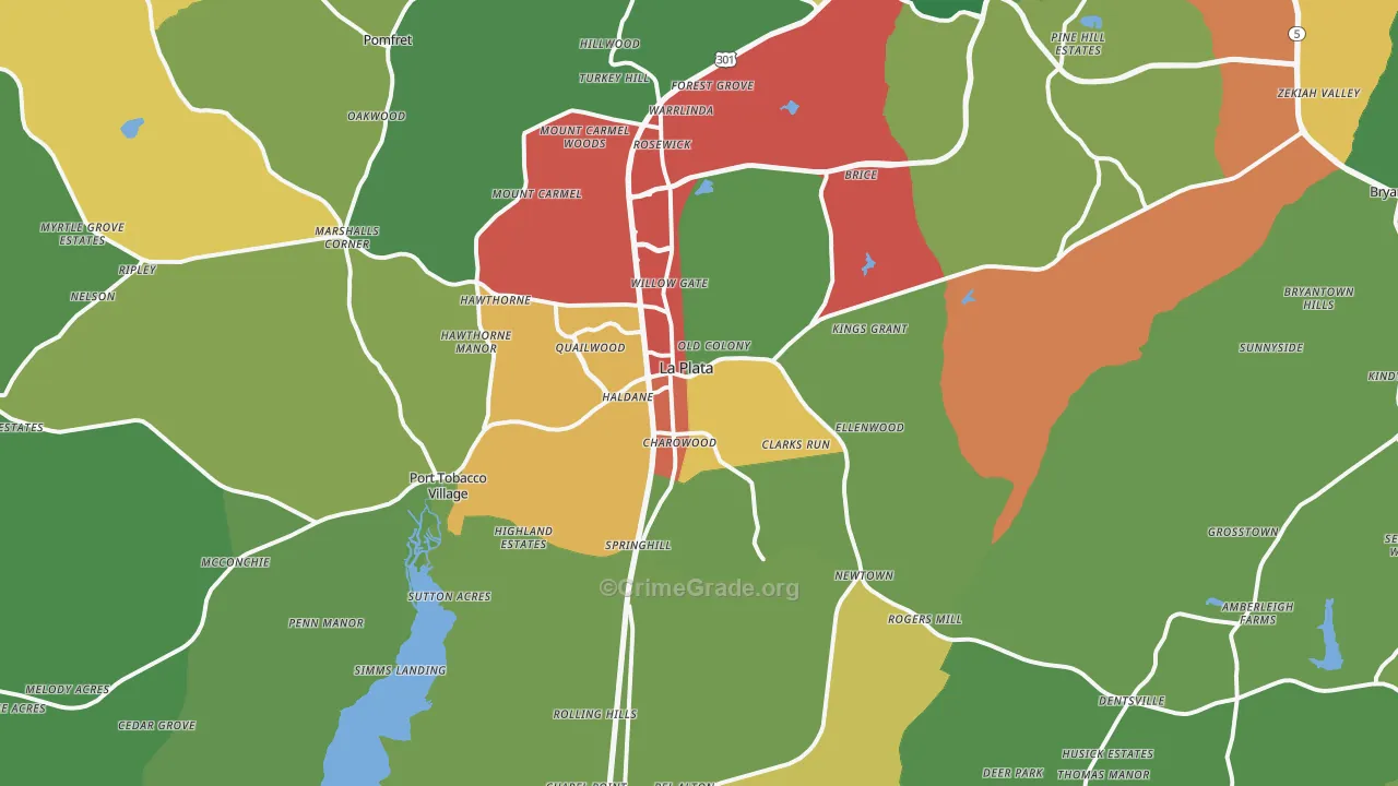 La Plata, MD Map of Theft Rates
