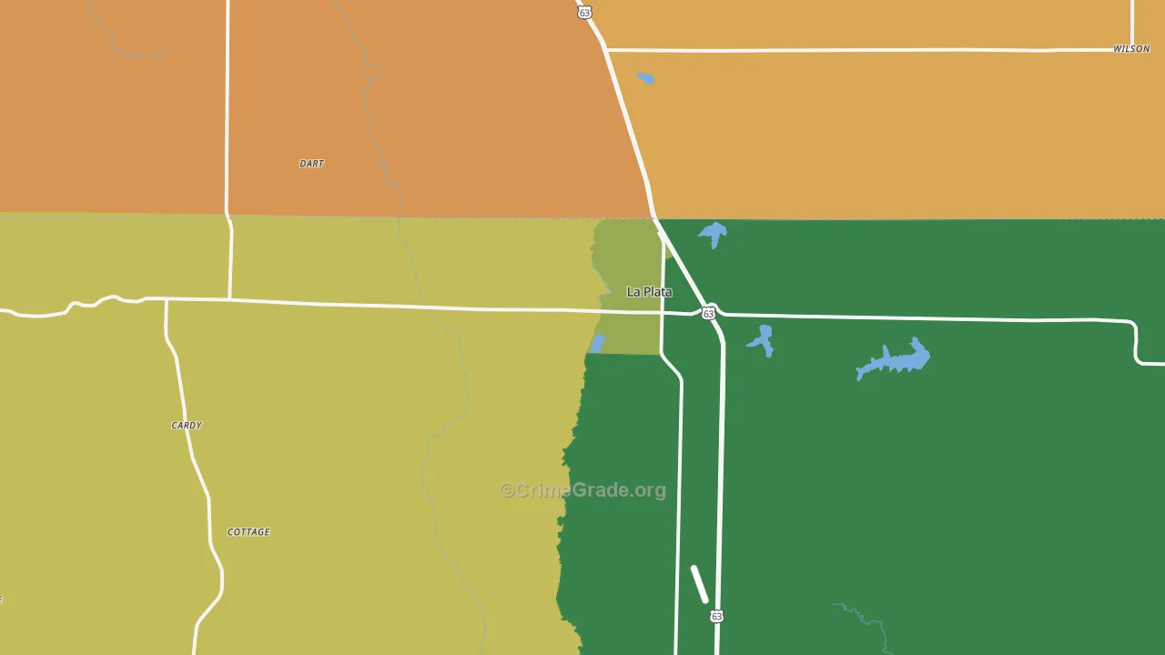 La Plata, MO Map of Theft Rates