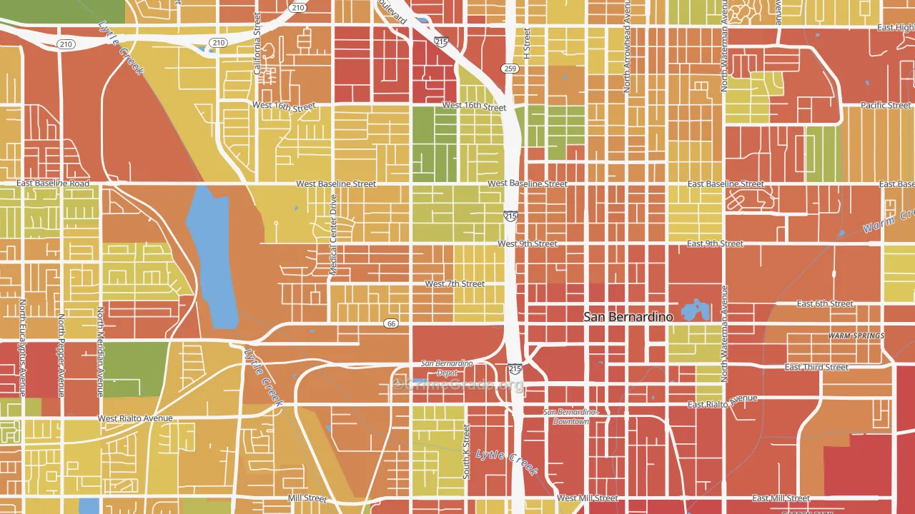 La Plaza, San Bernardino, CA Map of Theft Rates