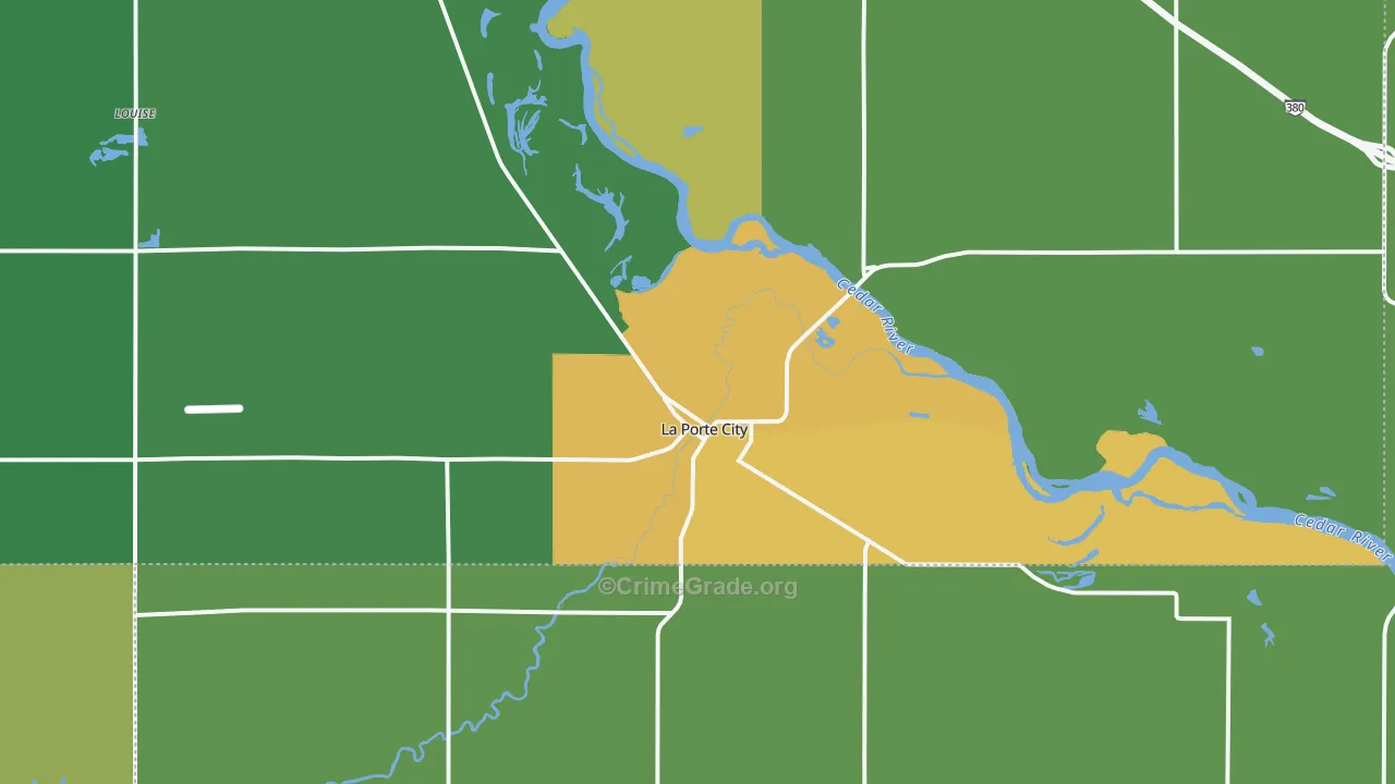 La Porte City, IA Map of Theft Rates