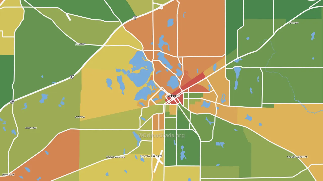 La Porte, IN Map of Theft Rates