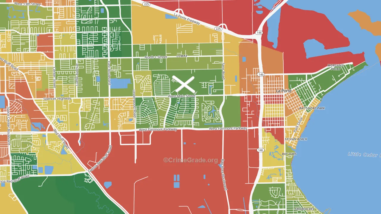 La Porte, TX Map of Theft Rates