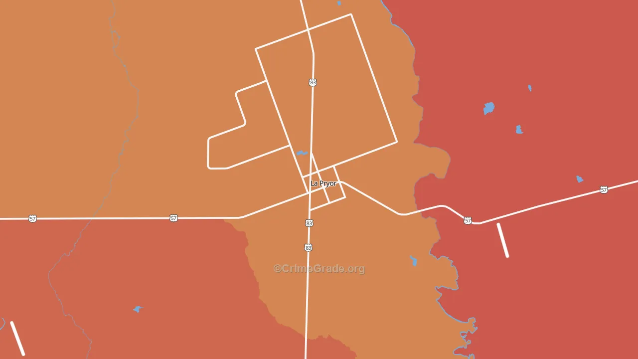 La Pryor, TX Map of Theft Rates