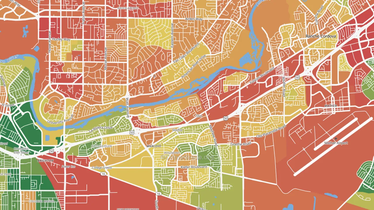 La Riviera, CA Map of Theft Rates