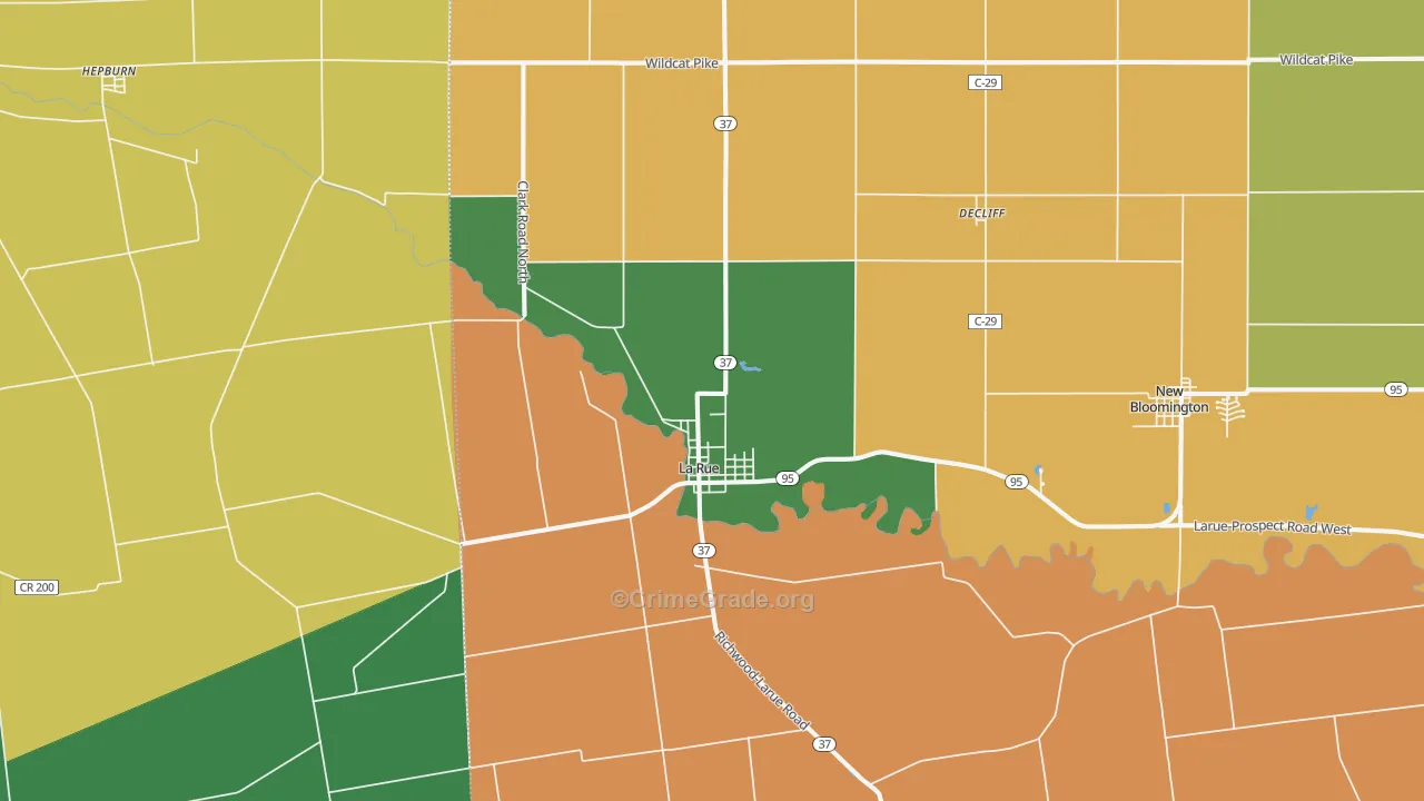 La Rue, OH Map of Theft Rates