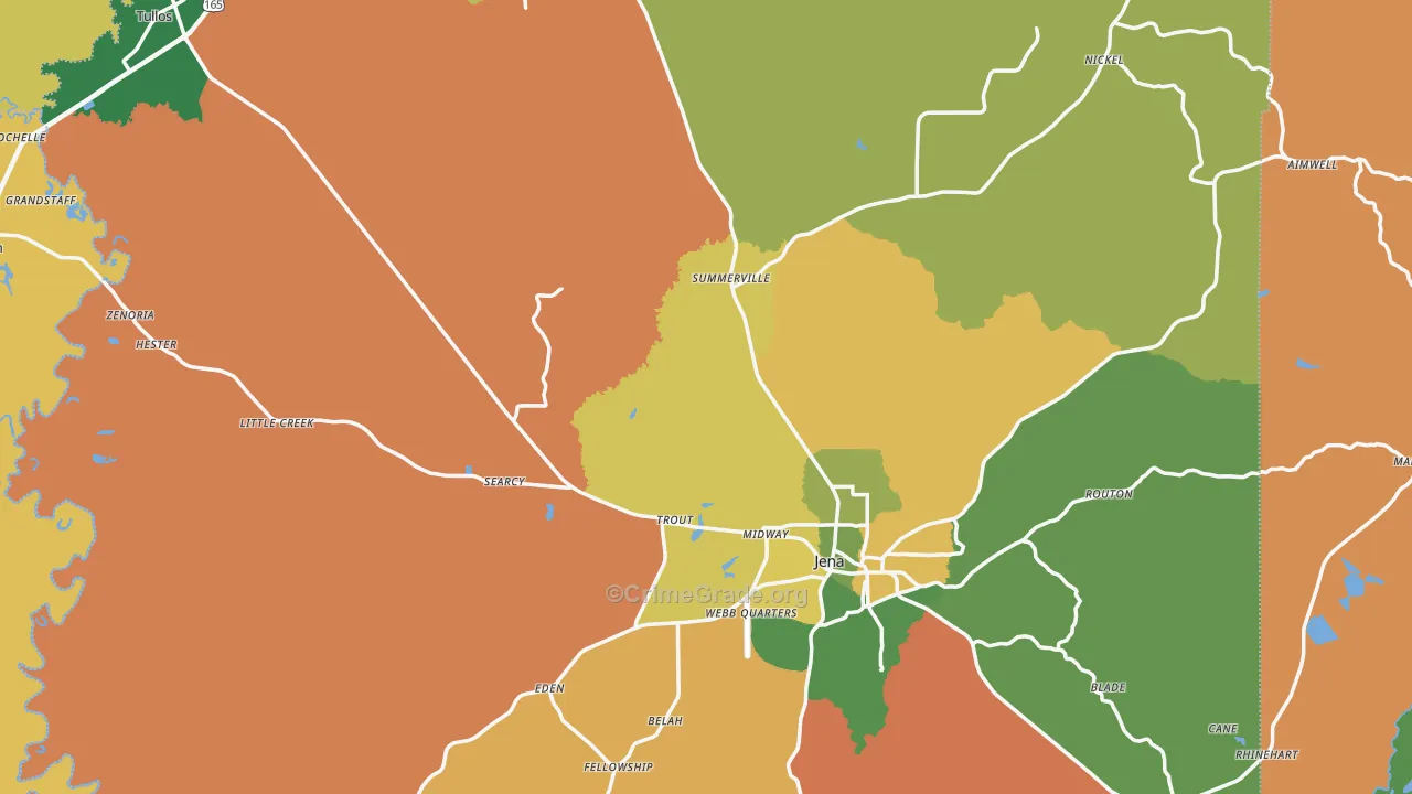 LaSalle Parish, LA Map of Theft Rates