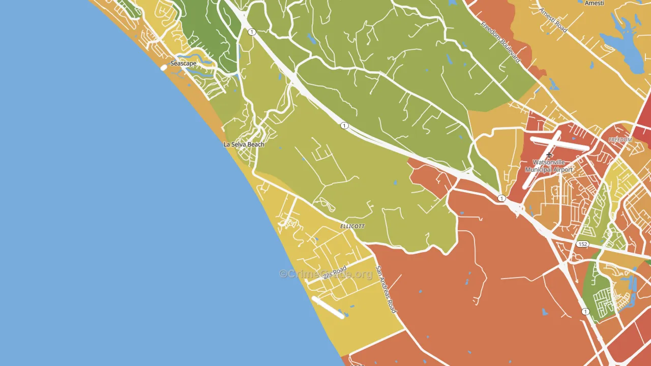 La Selva Beach, CA Map of Theft Rates