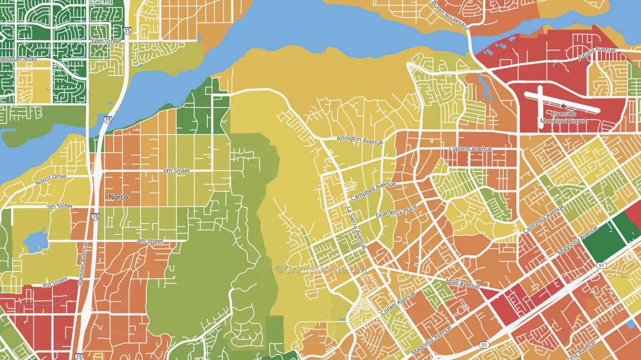 La Sierra Hills, Riverside, CA Map of Theft Rates