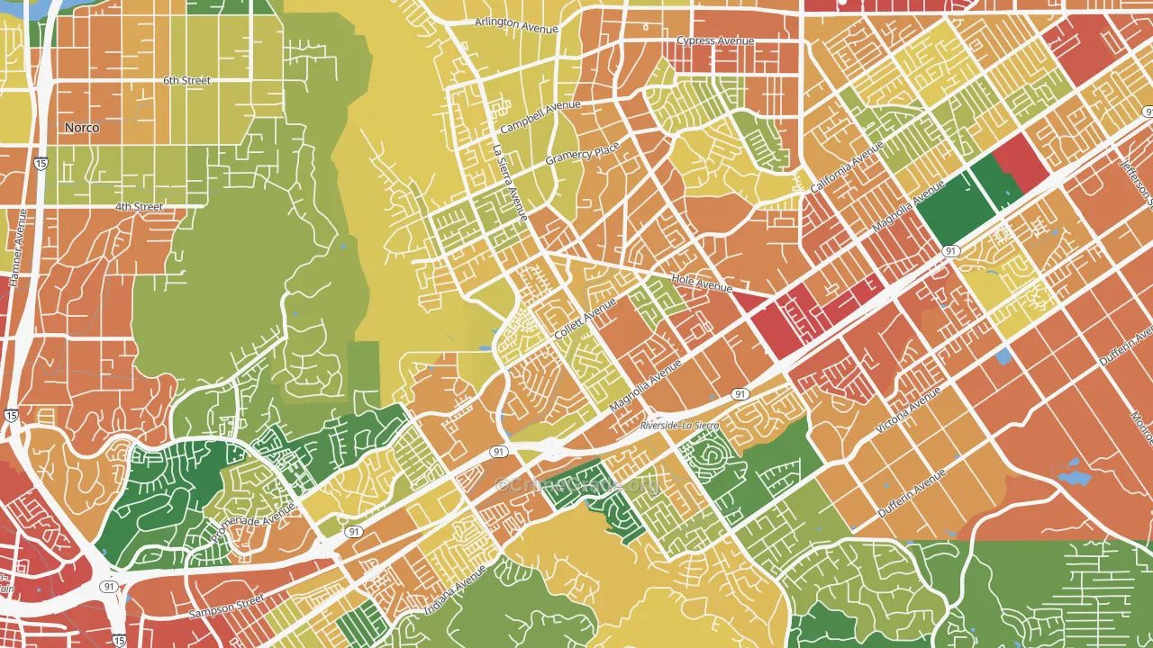 La Sierra, Riverside, CA Map of Theft Rates