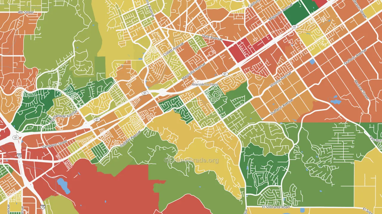 La Sierra South, Riverside, CA Map of Theft Rates