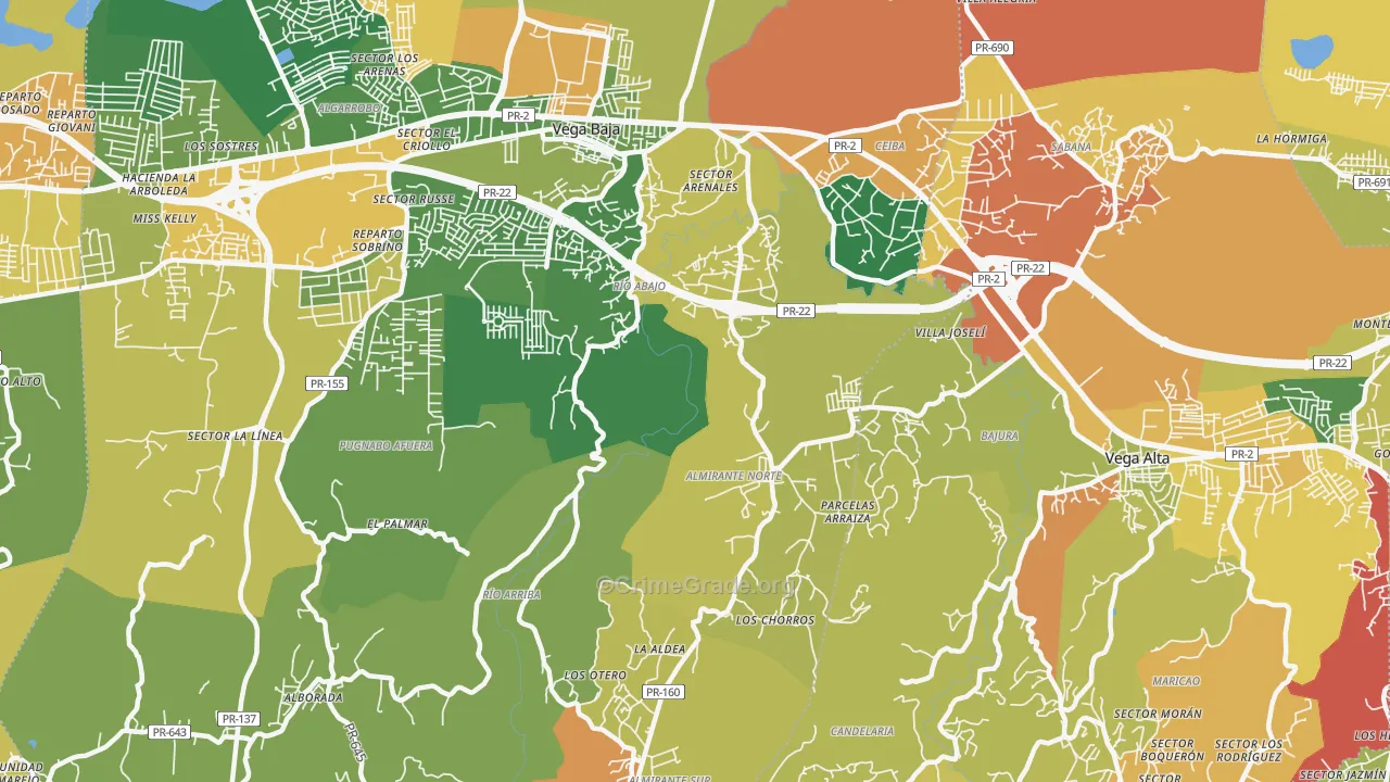 La Trocha, PR Map of Theft Rates