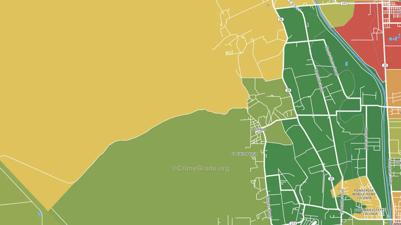 La Union, NM Map of Theft Rates