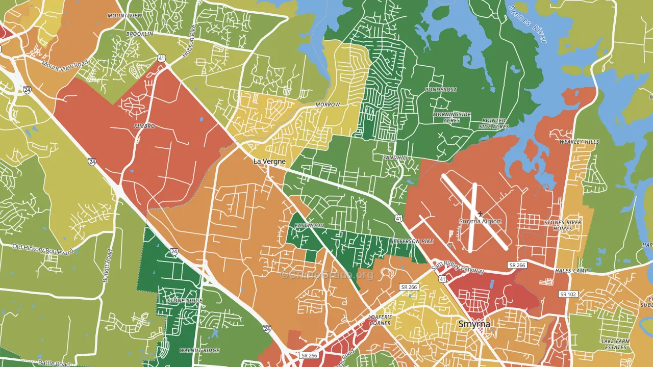 La Vergne, TN Map of Theft Rates
