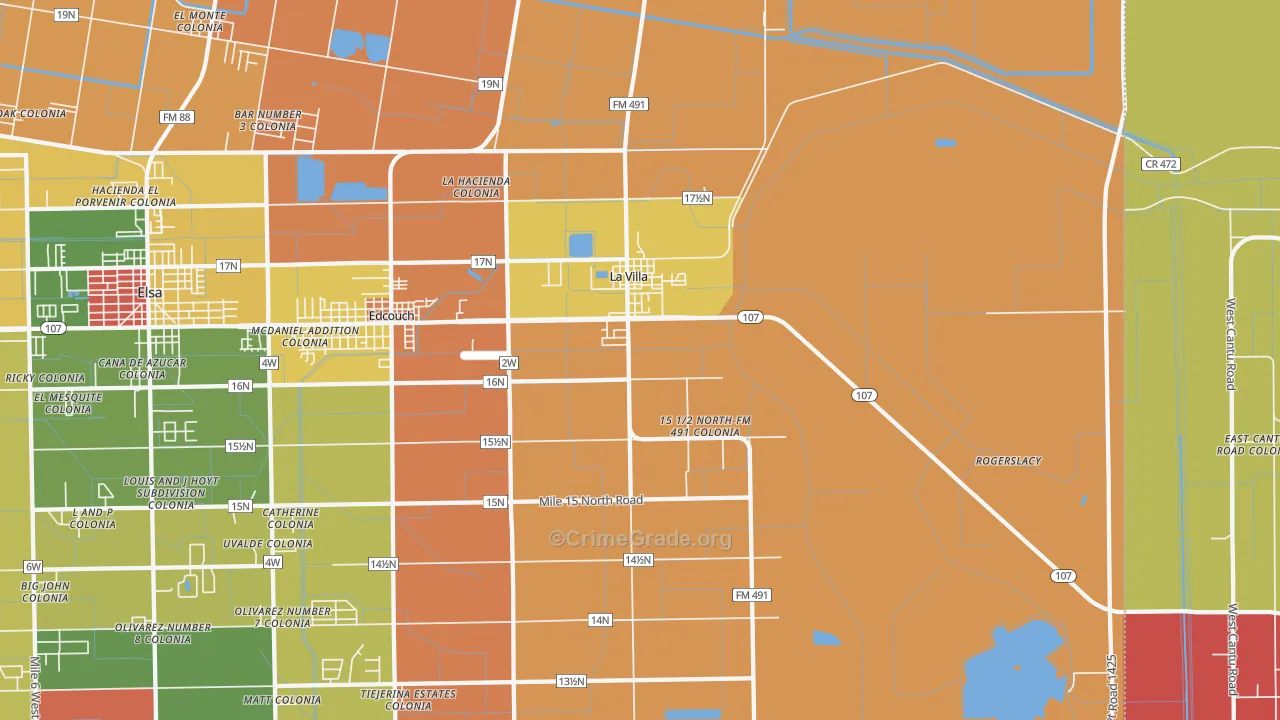 La Villa, TX Map of Theft Rates