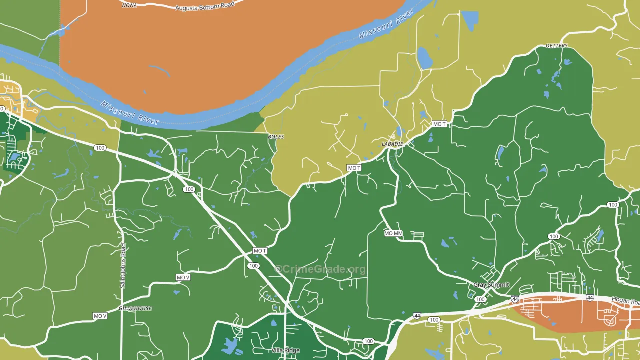 Labadie, MO Map of Theft Rates