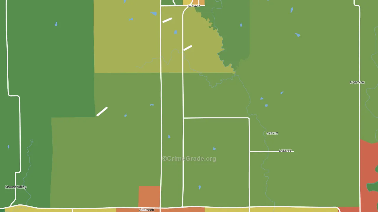 Labette County, KS Map of Theft Rates