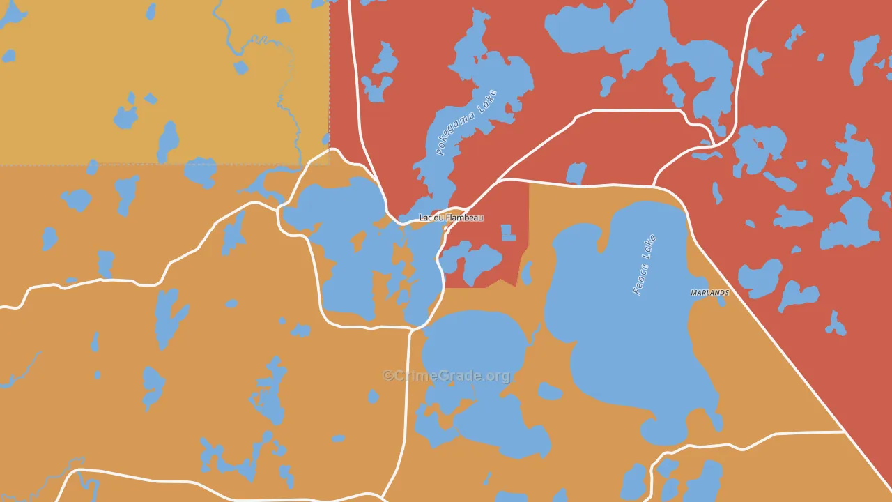 Lac Du Flambeau, WI Map of Theft Rates