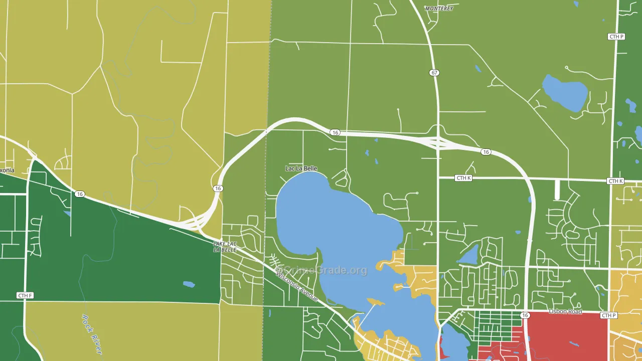 Lac La Belle, WI Map of Theft Rates