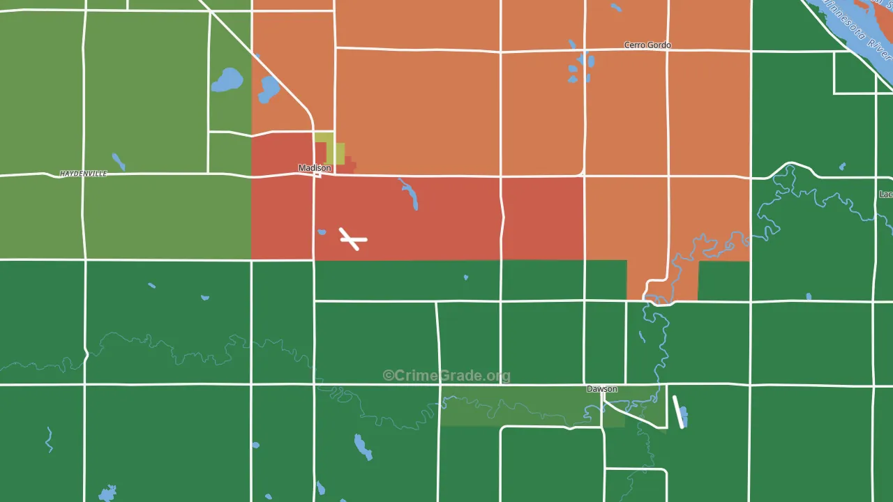 Lac qui Parle County, MN Map of Theft Rates