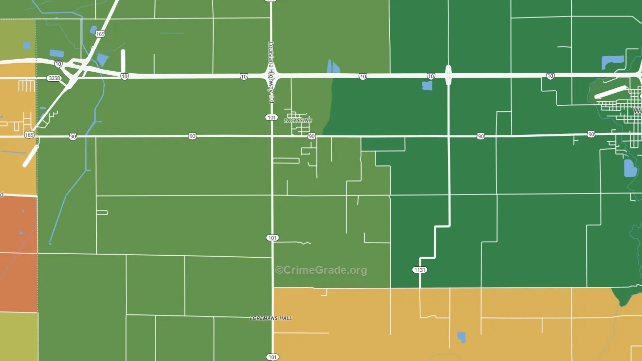 Lacassine, LA Map of Theft Rates