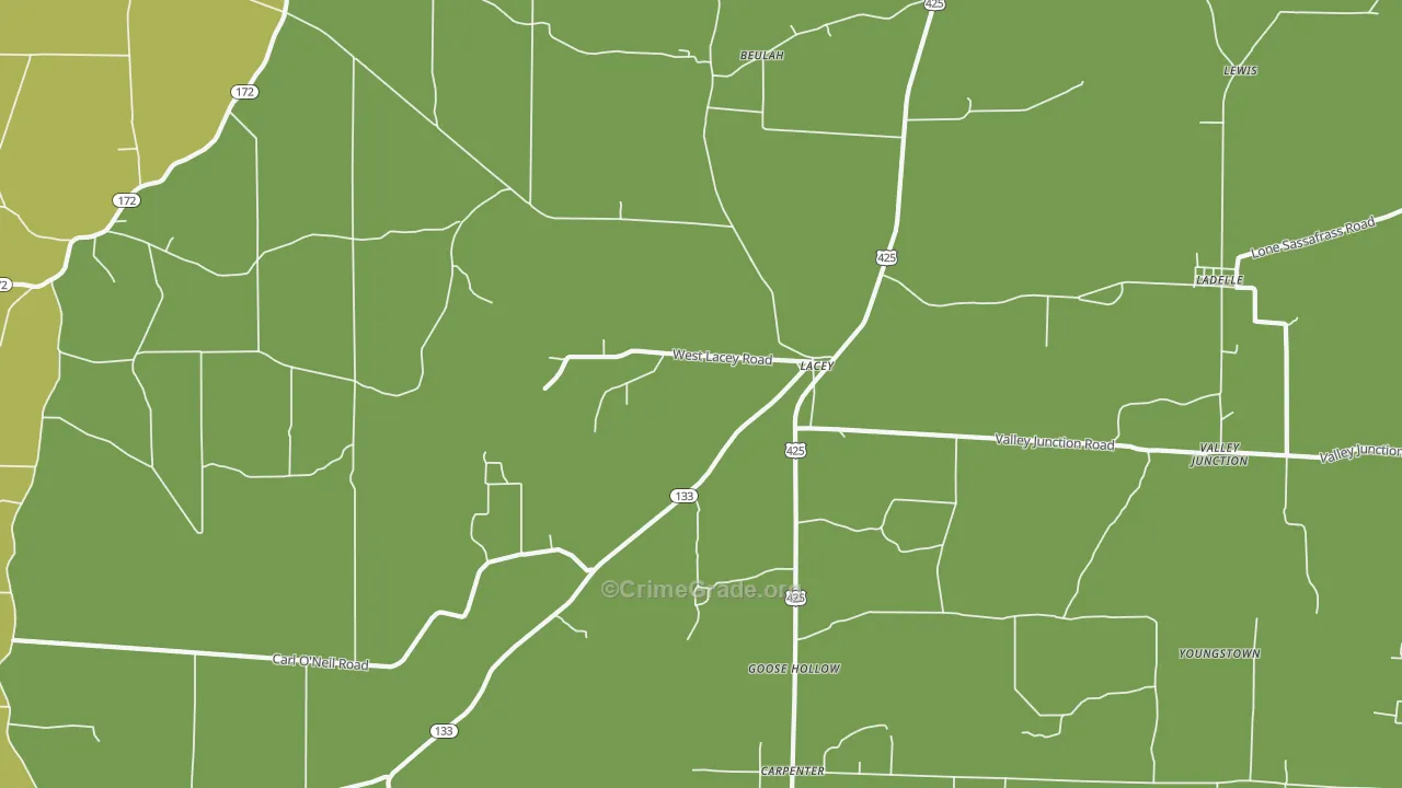 Lacey, AR Map of Theft Rates