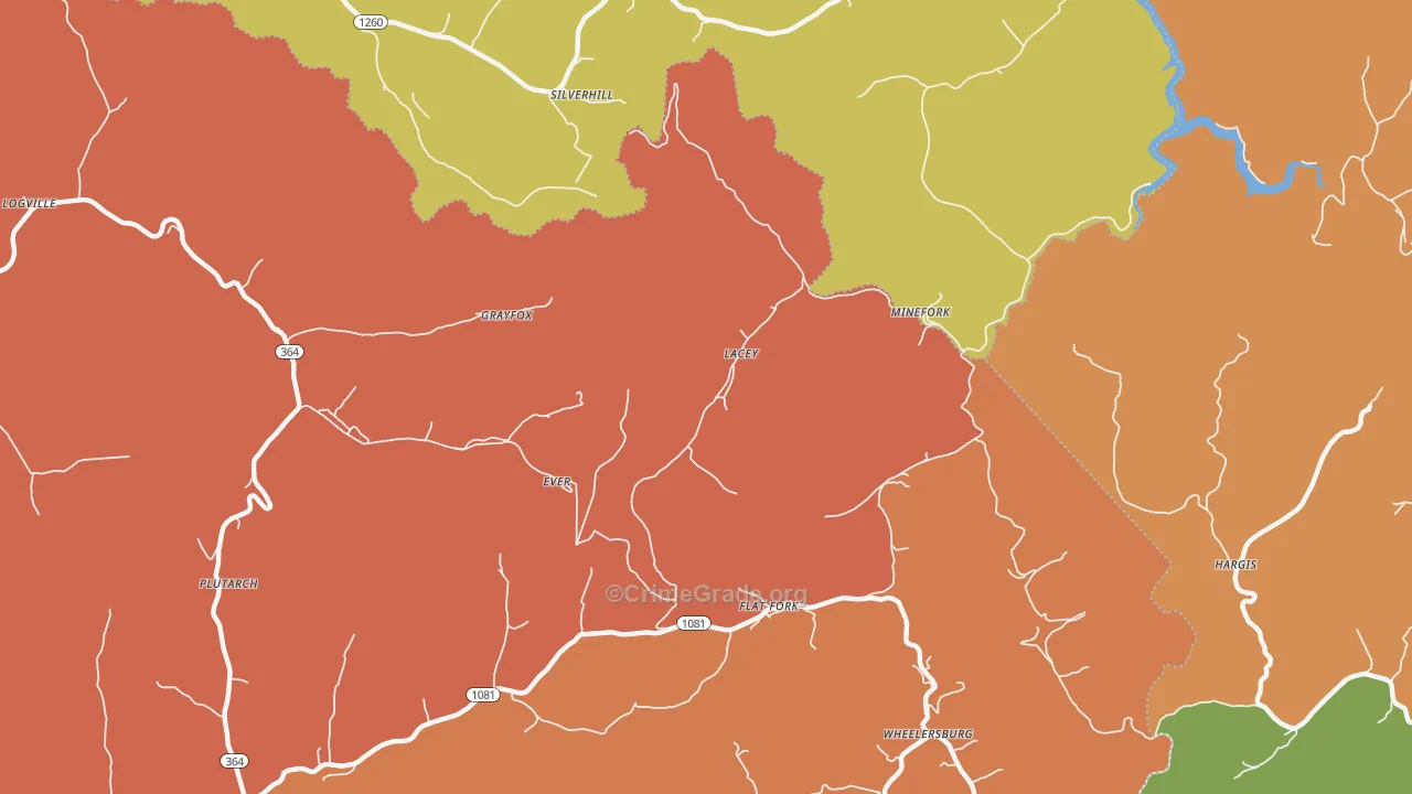 Lacey, KY Map of Theft Rates