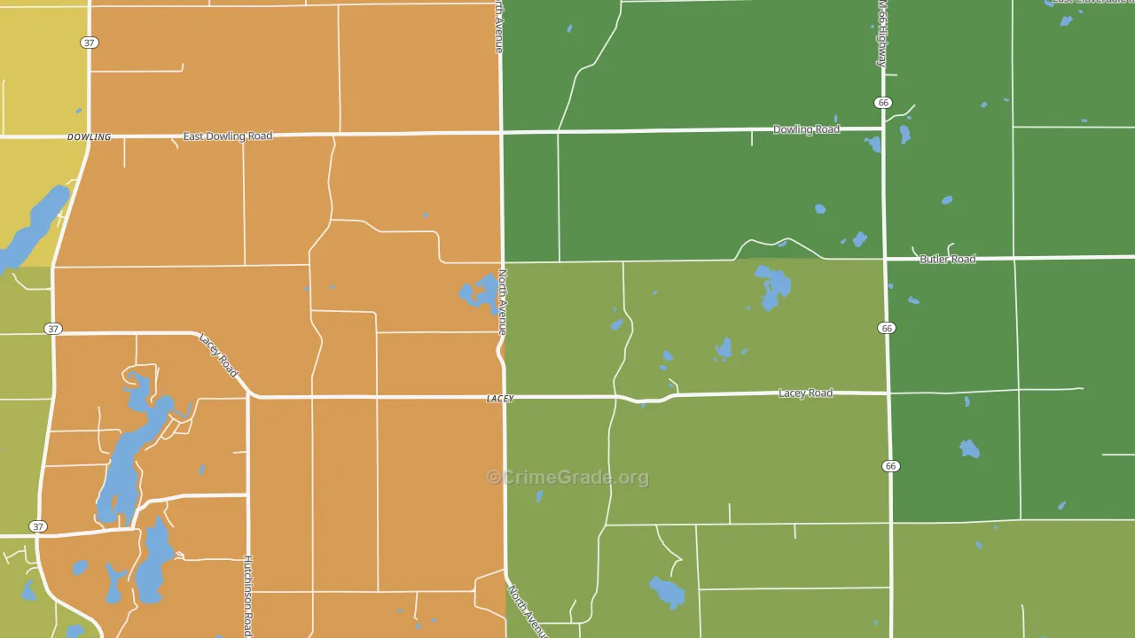 Lacey, MI Map of Theft Rates