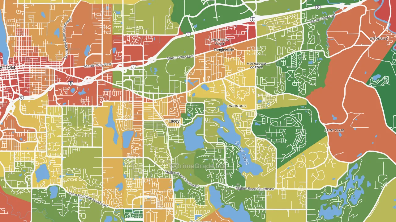 Lacey, WA Map of Theft Rates