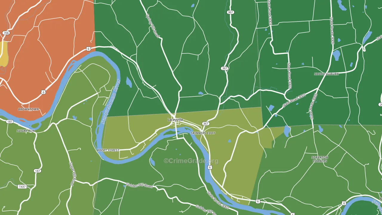 Laceyville, PA Map of Theft Rates