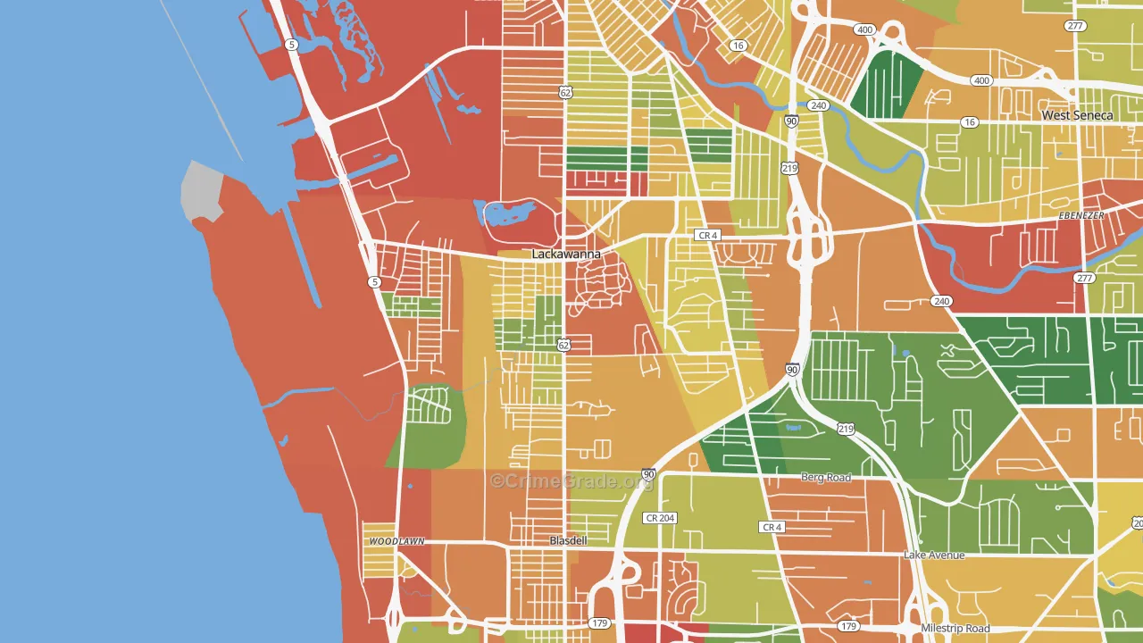 Lackawanna, NY Map of Theft Rates