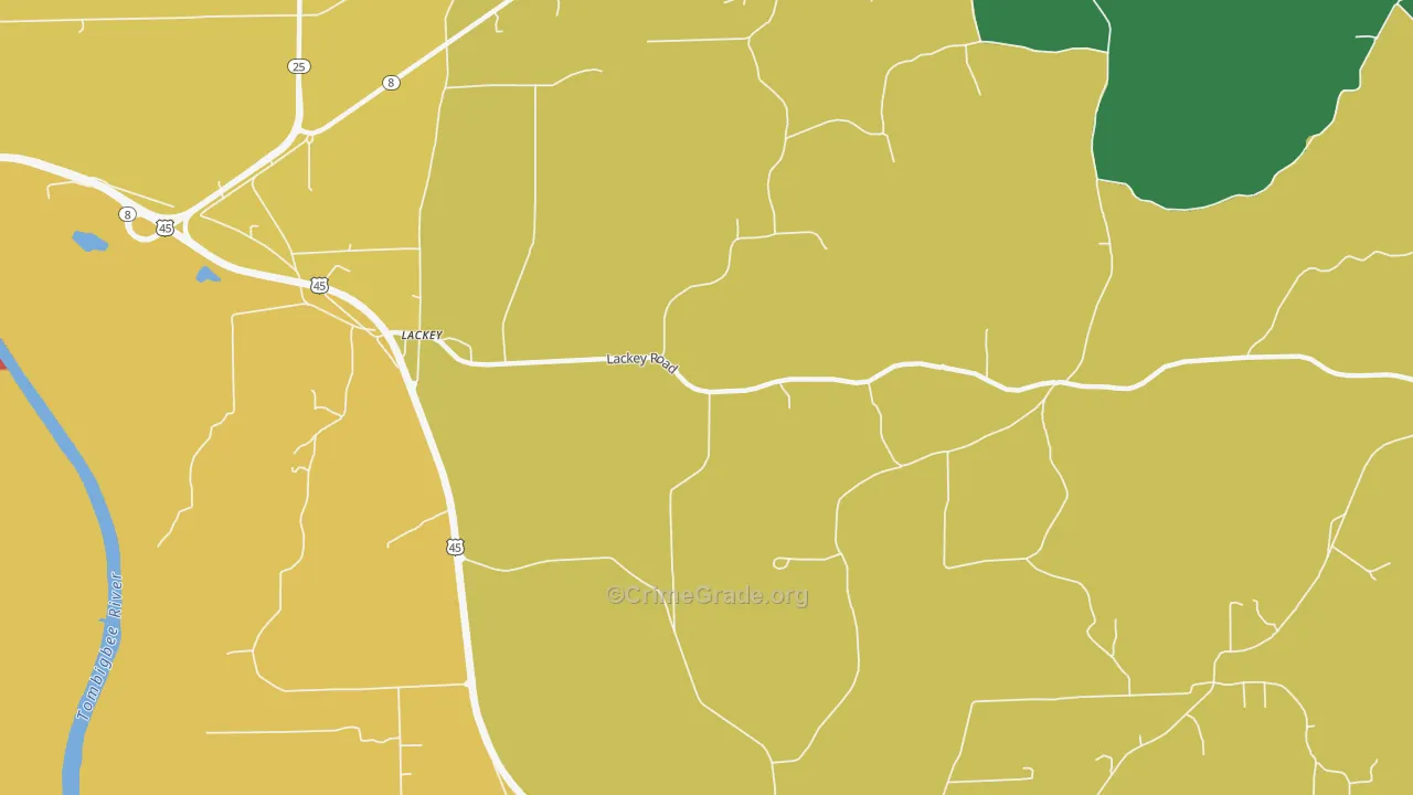 Lackey, MS Map of Theft Rates