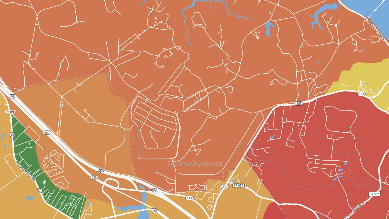 Lackey, VA Map of Theft Rates