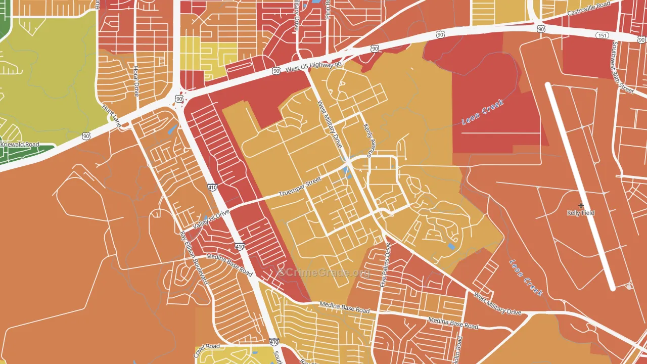 Lackland AFB, TX Map of Theft Rates