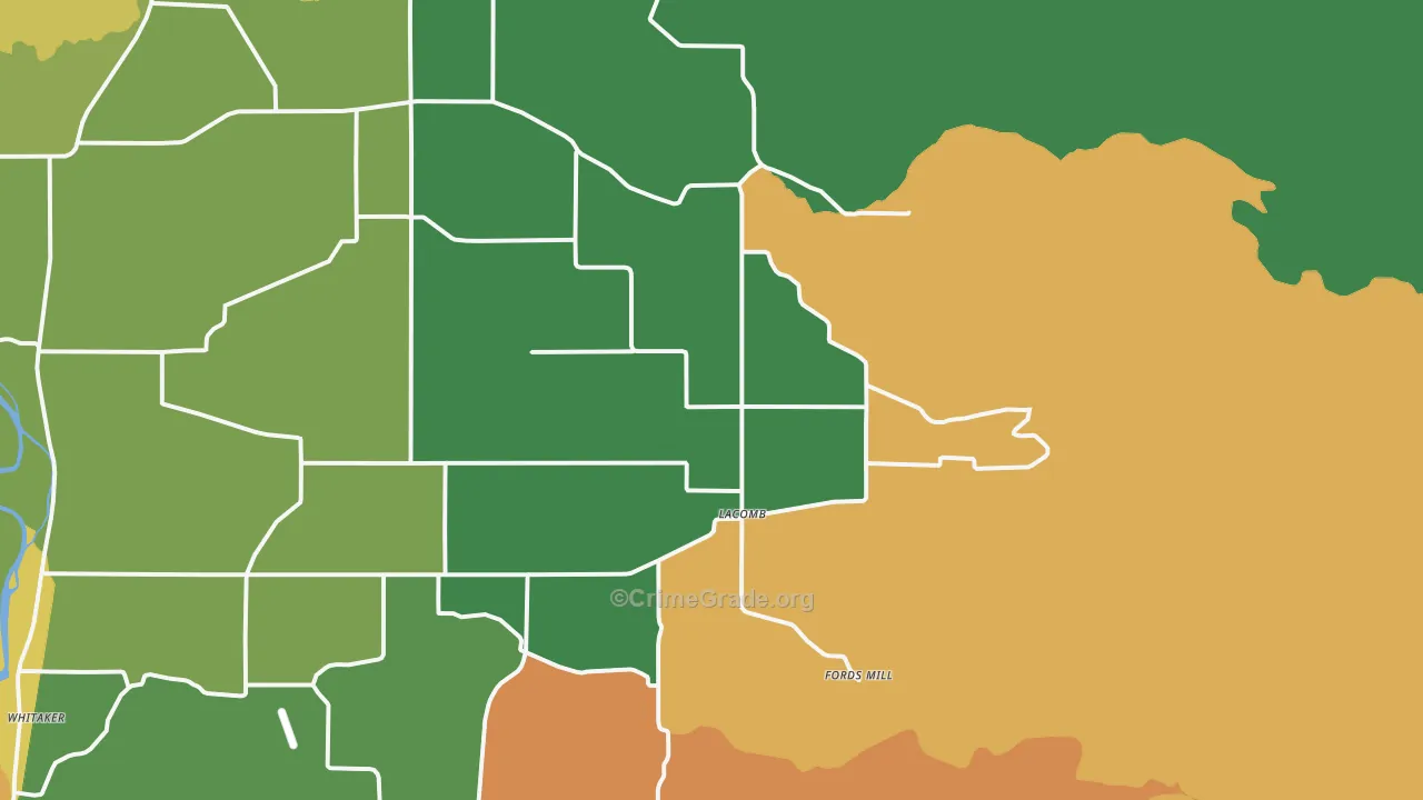 Lacomb, OR Map of Theft Rates