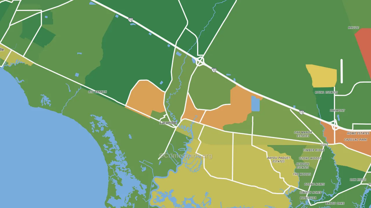 Lacombe, LA Map of Theft Rates