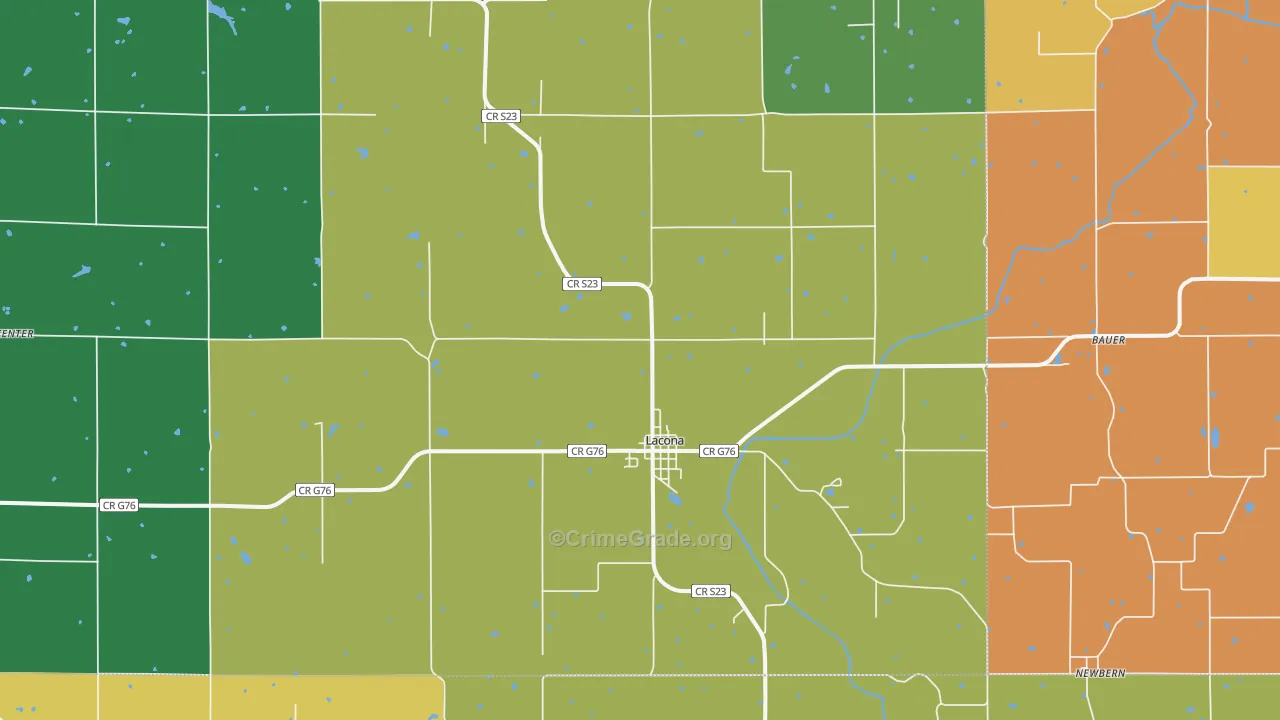 Lacona, IA Map of Theft Rates