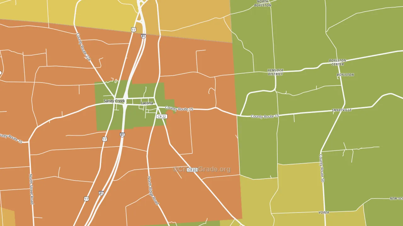Lacona, NY Map of Theft Rates