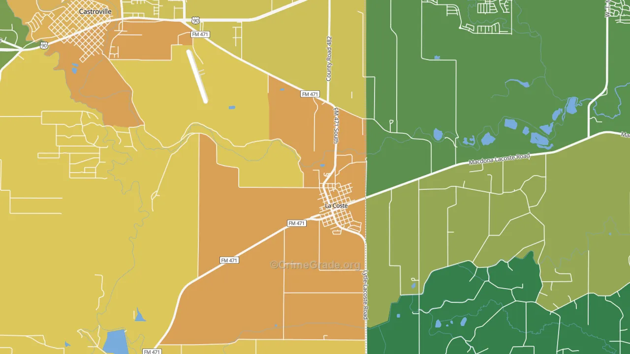 Lacoste, TX Map of Theft Rates