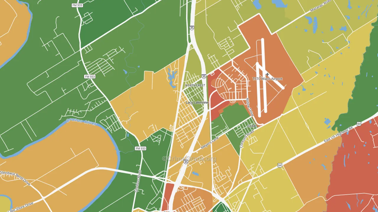 Lacy-Lakeview, TX Map of Theft Rates