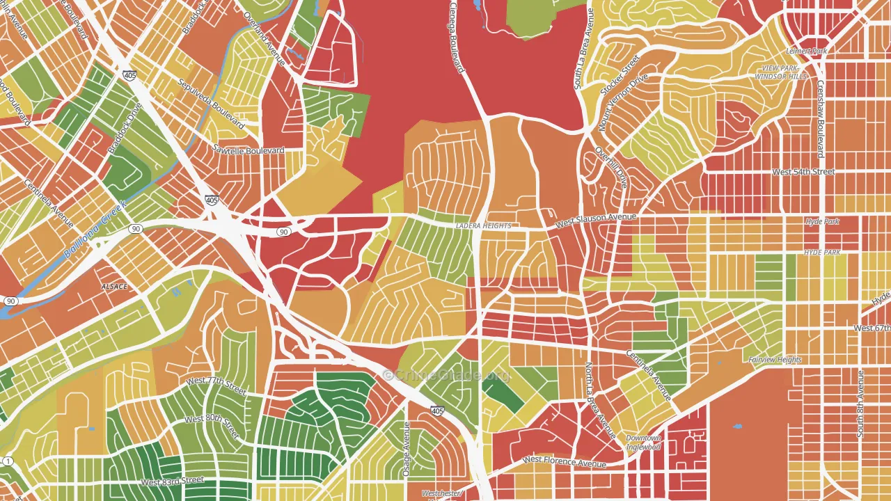 Ladera Heights, CA Map of Theft Rates