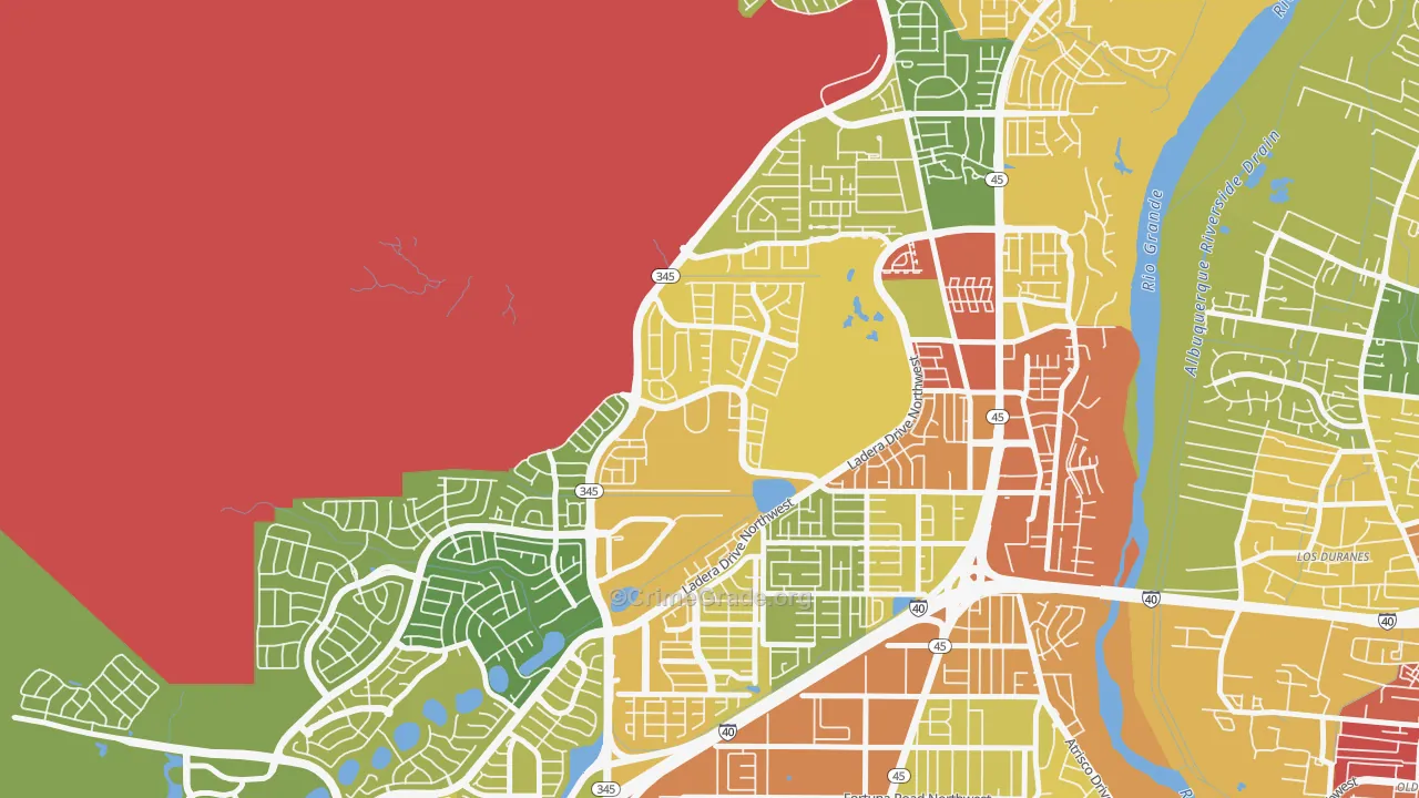 Ladera West, Albuquerque, NM Map of Theft Rates