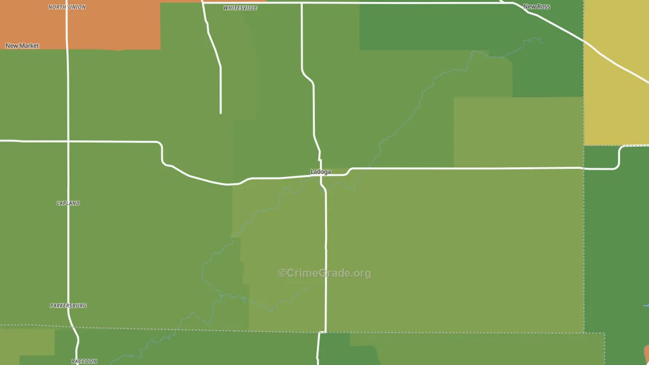Ladoga, IN Map of Theft Rates