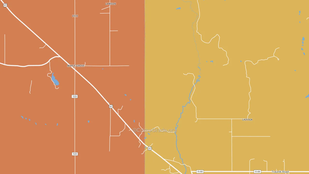 Ladoga, MI Map of Theft Rates