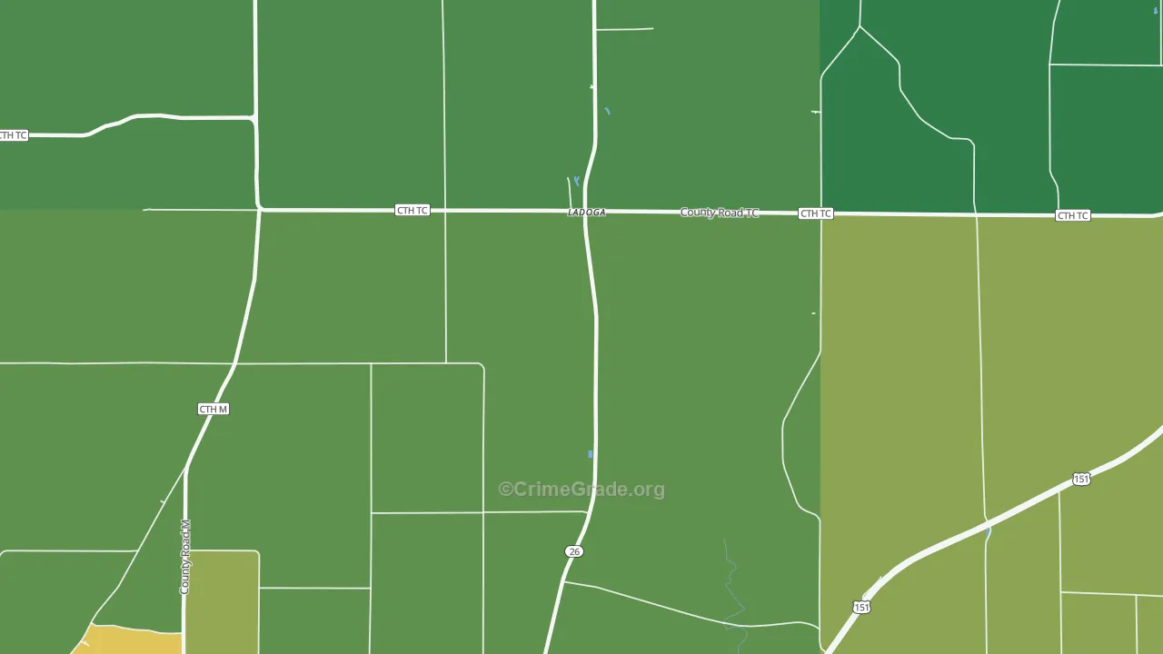 Ladoga, WI Map of Theft Rates