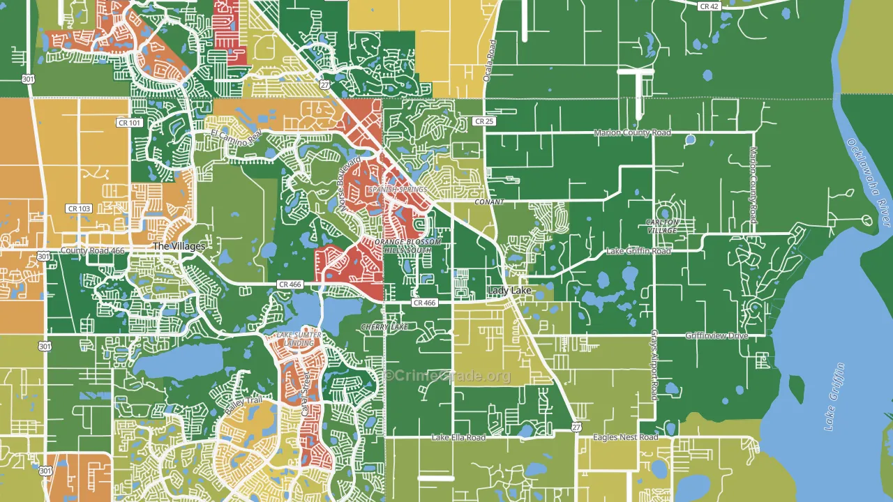 Lady Lake, FL Map of Theft Rates
