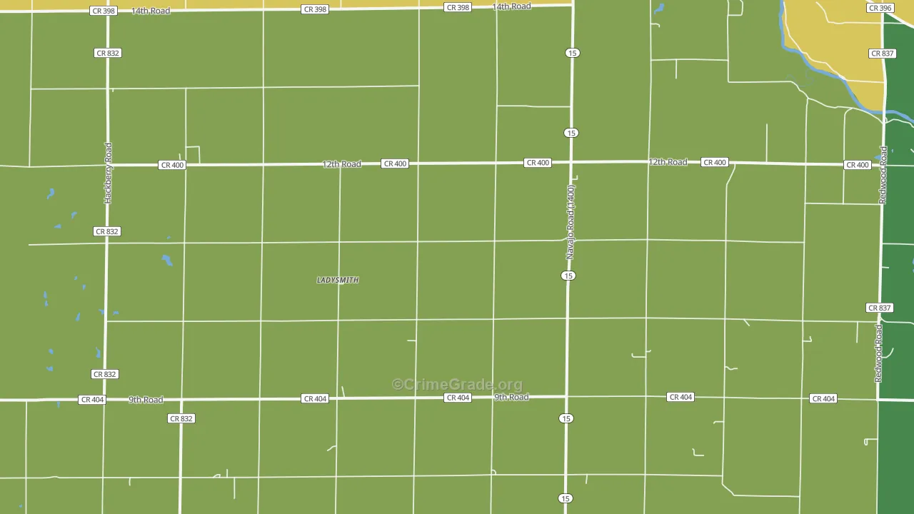 Ladysmith, KS Map of Theft Rates