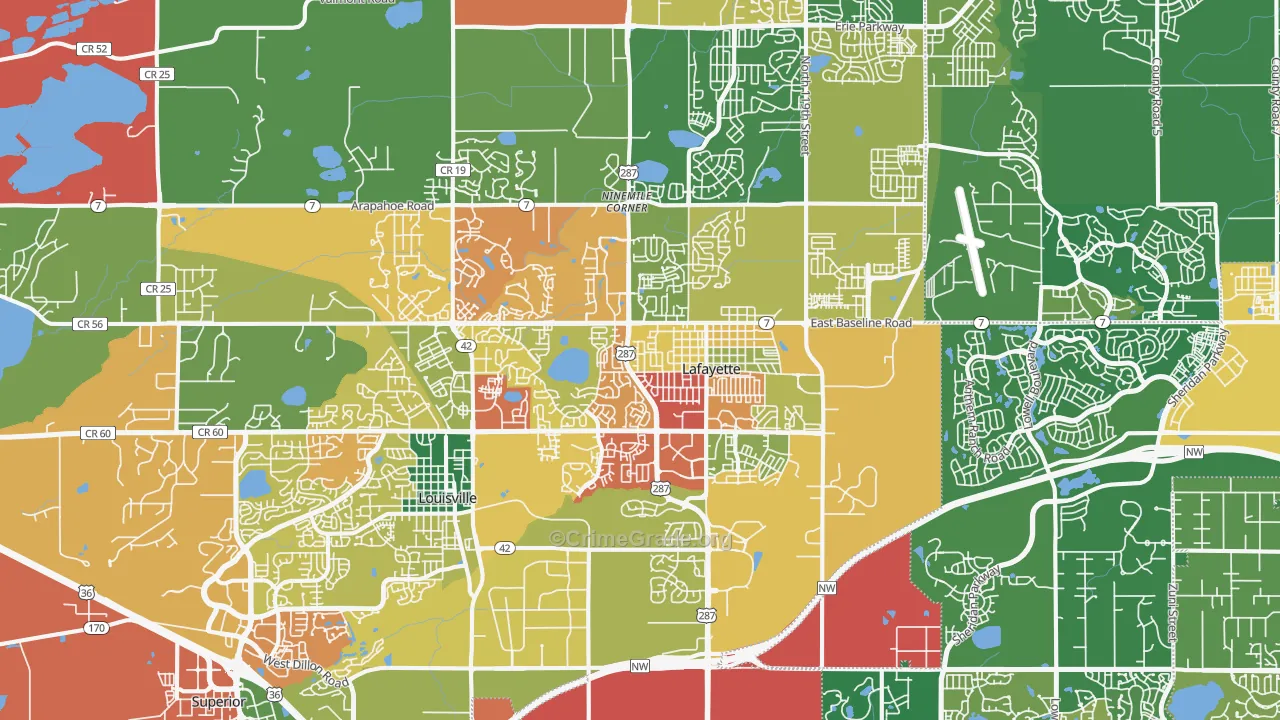 Lafayette, CO Map of Theft Rates