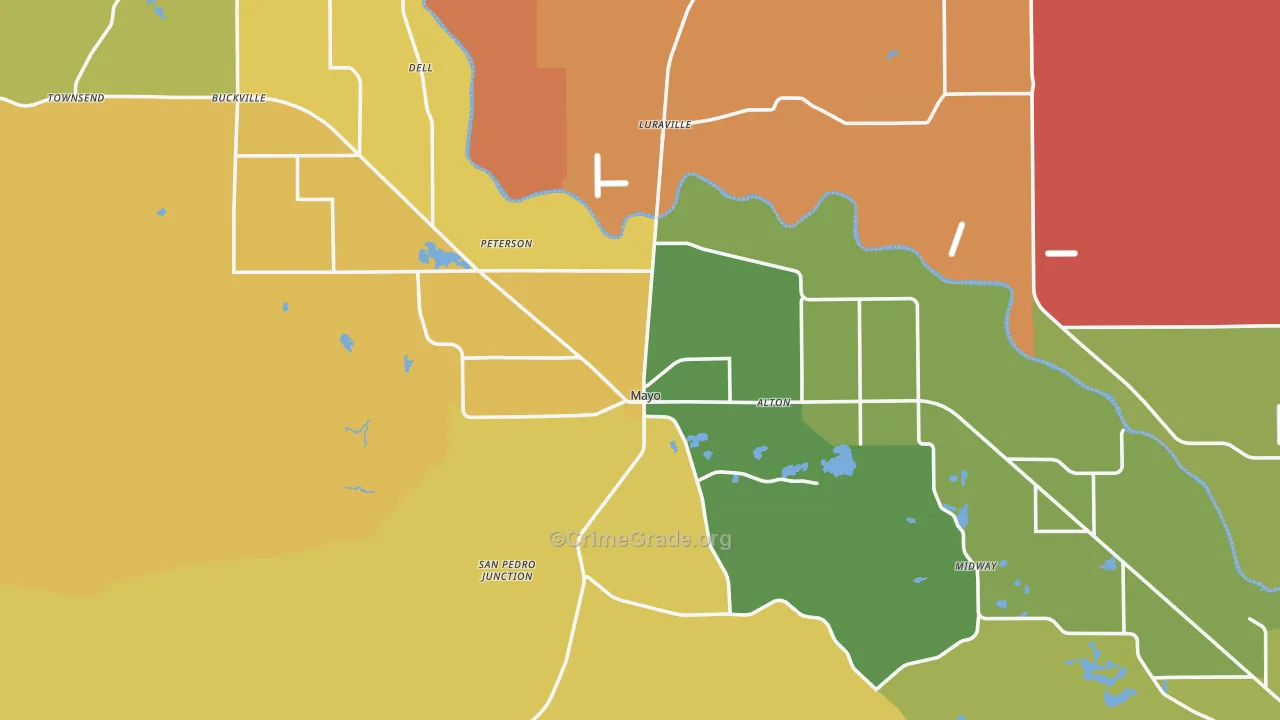 Lafayette County, FL Map of Theft Rates
