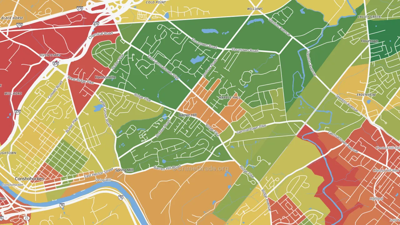 Lafayette Hill, PA Map of Theft Rates